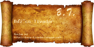 Bács Tivadar névjegykártya
